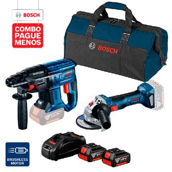 Combo Pague Menos Bosch 18V - Martelete Perf. GBH 180-LI SDS-Plus, 2J + Esmerilhadeira GWS 180-LI, 2 baterias 18V 4,0Ah ... - Ritec Máquinas e Ferramentas