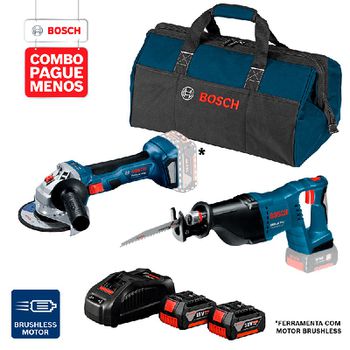 Combo Pague Menos Bosch 18V - Esmerilhadeira GWS 180-LI + Serra Sabre GSA 18V-LI, 2 baterias 18V 4,0Ah 1 carregador e 1 ... - Ritec Máquinas e Ferramentas