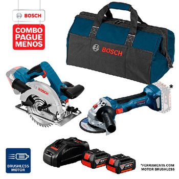 Combo Pague Menos Bosch 18V - Esmerilhadeira GWS 180-LI + Serra Circular GKS 18V-57, 2 baterias 18V 4,0Ah 1 carregado e ... - Ritec Máquinas e Ferramentas
