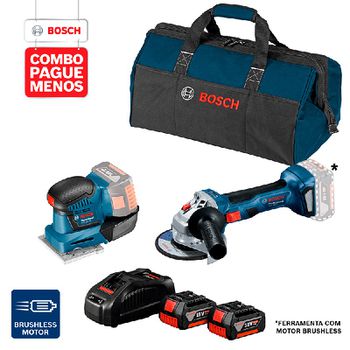 Combo Pague Menos Bosch 18V - Esmerilhadeira GWS 180-LI + Lixadeira GSS 18V-10, 2 baterias 18V 4,0Ah 1 carregador e 1 bo... - Ritec Máquinas e Ferramentas