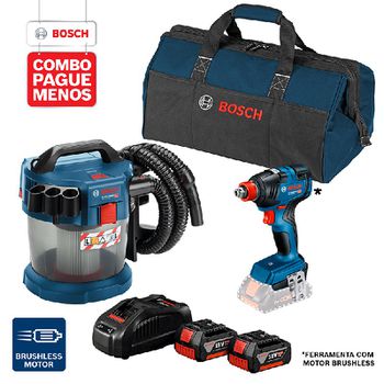 Combo Pague Menos Bosch 18V - Chave de Impacto GDX 18V-200 + Aspirador de Pó GAS 18V-10 L, 2 baterias 18V 4,0Ah 1 carreg... - Ritec Máquinas e Ferramentas
