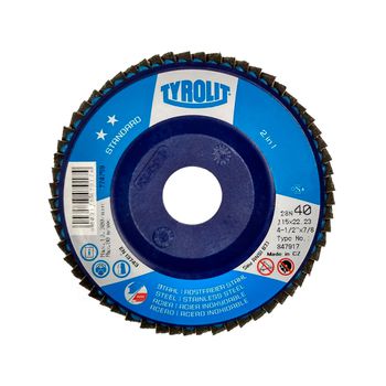 Disco de Lixa Flap Plano 115mm Grana 40 - Standard 28N - 847917 - TYROLIT - Ritec Máquinas e Ferramentas