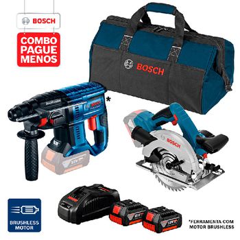 Combo Pague Menos Bosch 18V - Martelete Perf. GBH 180-LI SDS-Plus, 2J + Serra Circular GKS 18V-57, 2 baterias 18V 4,0Ah ... - Ritec Máquinas e Ferramentas