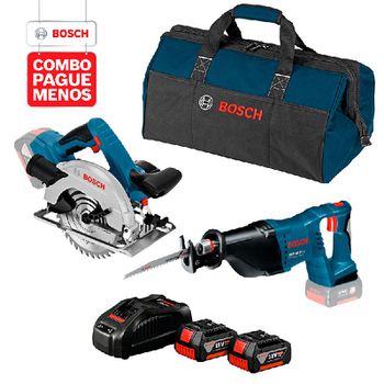 Combo Pague Menos Bosch 18V - Serra Sabre GSA 18V-LI + Serra Circular GKS 18V-57, 2 baterias 18V 4,0Ah 1 carregador e 1 ... - Ritec Máquinas e Ferramentas