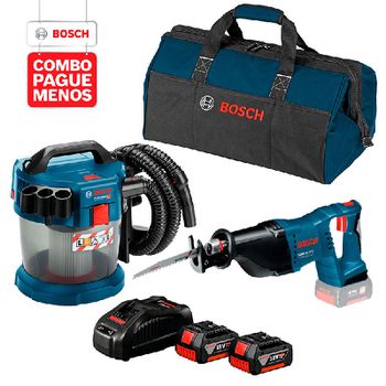 Combo Pague Menos Bosch 18V - Serra Sabre GSA 18V-LI + Aspirador de Pó GAS 18V-10 L, 2 baterias 18V 4,0Ah 1 carregador e... - Ritec Máquinas e Ferramentas