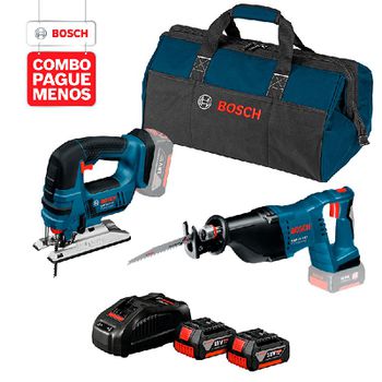 Combo Pague Menos Bosch 18V - Serra Sabre GSA 18V-LI + Serra Tico-Tico GST 18V-LI, 2 baterias 18V 4,0Ah 1 carregador e 1... - Ritec Máquinas e Ferramentas