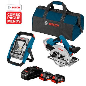 Combo Pague Menos Bosch 18V - Serra Circular GKS 18V-57 + Lanterna GLI 18V-1900, 2 baterias 18V 4,0Ah 1 carregador e 1 b... - Ritec Máquinas e Ferramentas