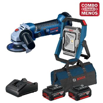 Kit Bosch Esmerilhadeira + Lanterna + 2 Baterias 18V + Maleta - Bosch - Ritec Máquinas e Ferramentas
