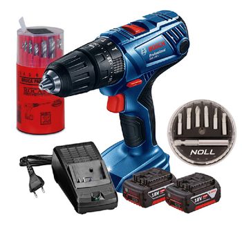 Kit Bosch Furadeira/Parafusadeira GSB 180-LI + Baterias 18V + Brindes - Bosch - Ritec Máquinas e Ferramentas