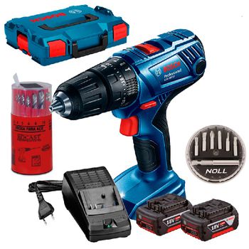 Kit Bosch Furadeira/Parafusadeira GSB 180-LI + Baterias 18V + Maleta + Brindes - Bosch - Ritec Máquinas e Ferramentas