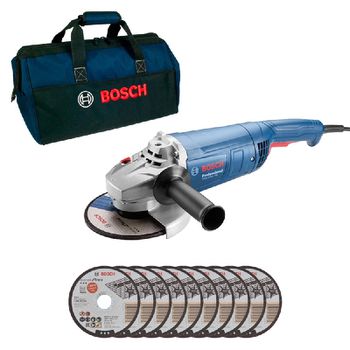 Esmerilhadeira 7'' GWS 2200-180 2200W 127V + 10 Discos e Bolsa - Bosch - Ritec Máquinas e Ferramentas