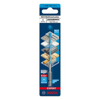 Broca EXPERT HEX-9 Multiconstruction Ø5x50x100mm - Bosch - Ritec Máquinas e Ferramentas