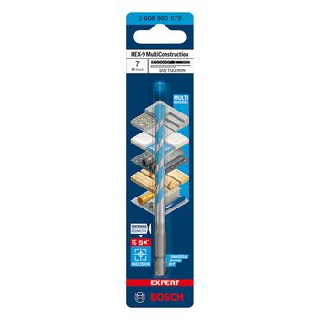Broca EXPERT HEX-9 Multiconstruction Ø7x50x100mm - Bosch - Ritec Máquinas e Ferramentas