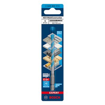 Broca EXPERT HEX-9 Multiconstruction Ø6x60x100mm - Bosch - Ritec Máquinas e Ferramentas