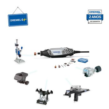Kit Dremel Micro Retífica 3000 + Base + Guia + Estação de Trabalho + Mesa + Acoplamento de Serra - Ritec Máquinas e Ferramentas
