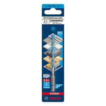 Broca Bosch EXPERT HEX-9 MultiConstruction Diâmetro5,5X60X100 mm - Ritec Máquinas e Ferramentas