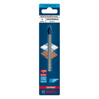 Broca para porcelanato Bosch EXPERT HEX-9 Hard Ceramic 8x90mm - Ritec Máquinas e Ferramentas