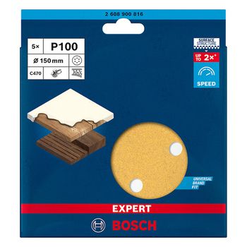 Disco de Lixa Bosch EXPERT C470 Best 150mm G100, 5 peças - Ritec Máquinas e Ferramentas
