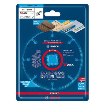 Disco de corte Bosch EXPERT Carbide Multi Wheel X-LOCK 115 mm, 22,23 mm - Ritec Máquinas e Ferramentas