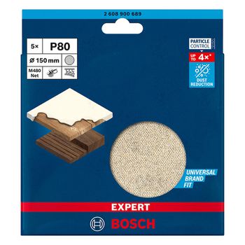 Disco de Lixa Bosch EXPERT M480 150mm G80, 5 peças - Ritec Máquinas e Ferramentas