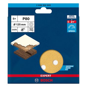 Disco de Lixa Bosch EXPERT C470 125mm G80, 5 peças - Ritec Máquinas e Ferramentas