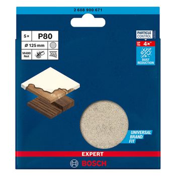 Disco de Lixa Bosch EXPERT M480 125mm G80, 5 peças - Ritec Máquinas e Ferramentas