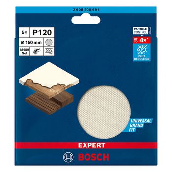 Disco de Lixa Bosch EXPERT M480 150mm G120, 5 peças - Ritec Máquinas e Ferramentas