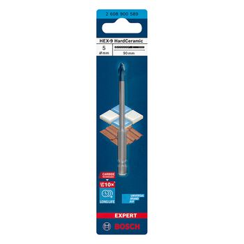 Broca para porcelanato Bosch EXPERT HEX-9 Hard Ceramic 5x90mm - Ritec Máquinas e Ferramentas