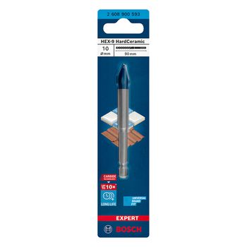 Broca para porcelanato Bosch EXPERT HEX-9 Hard Ceramic 10x90mm - Ritec Máquinas e Ferramentas