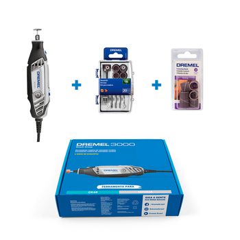 Kit Dremel 3000 + Tubos de Lixa (432) + Kit com 20 Acessórios (733) 127V - Dremel - Ritec Máquinas e Ferramentas