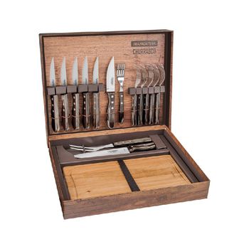 Kit Churrasco 15 Peças em Madeira Polywood Castanho - Tramontina - Ritec Máquinas e Ferramentas