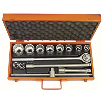 Maleta com Soquetes Estriados e Acessórios 3/4'' 14 Peças - Polegadas Tramontina PRO - Ritec Máquinas e Ferramentas