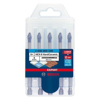Jogo de brocas Bosch EXPERT HEX-9 Hard Ceramic 6x90mm - Ritec Máquinas e Ferramentas
