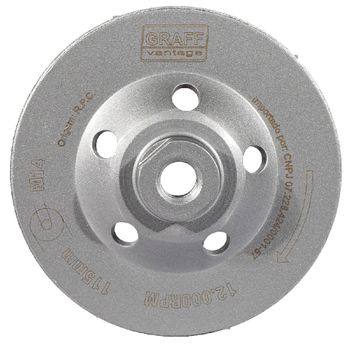 Rebolo Diamantado Tipo Prato c/ Rosca 115xM14mm (573,0005) - Graff Vantage - Ritec Máquinas e Ferramentas