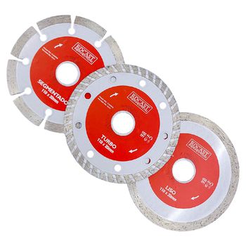 Kit Disco Diamantado Segmentado - Turbo - Liso C/ 3 pçs (34,0018) - Rocast - Ritec Máquinas e Ferramentas