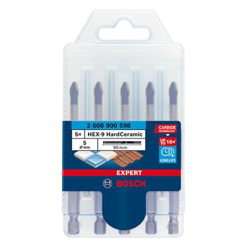 Jogo de brocas Bosch EXPERT HEX-9 Hard Ceramic 5x90mm - Ritec Máquinas e Ferramentas