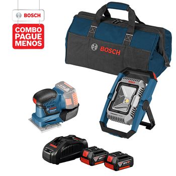 Combo Pague Menos Bosch 18V - Lanterna GLI 18V-1900 + Lixadeira GSS 18V-10, 18V, 2 baterias 18V 4,0Ah 1 carregador e 1 b... - Ritec Máquinas e Ferramentas
