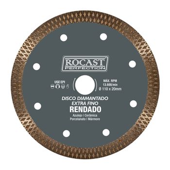 Disco Diamantado Rendado Para Porcelanato - Extrafino 110 x 20mm (34,0017) - Rocast - Ritec Máquinas e Ferramentas
