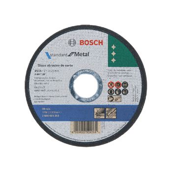 Disco de Corte Bosch Standard for Metal 115x1mm Reto - Ritec Máquinas e Ferramentas