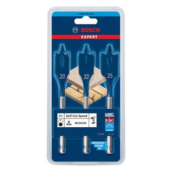 Jogo com 3 Brocas Bosch EXPERT Self Cut Speed 20-25mm x 152mm - Ritec Máquinas e Ferramentas
