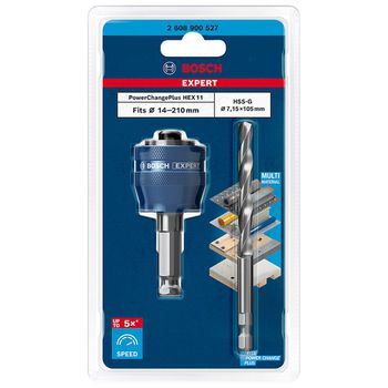 Adaptador para serra copo Bosch EXPERT PowerChange Plus HEX 11mm com broca HSS-G 7,1mm - Ritec Máquinas e Ferramentas