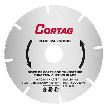 Disco de Corte Com Tungstênio 110mm (61346) - Cortag - Ritec Máquinas e Ferramentas