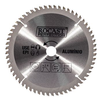 Serra Circular Pastilha Metal Duro Alumínio 185mm x 60 Dentes (120,0003) - Rocast - Ritec Máquinas e Ferramentas