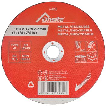 Disco de Corte Para Metal e Inox 7'' x 3,2mm x 7/8'' (744153) - Onsite - Ritec Máquinas e Ferramentas