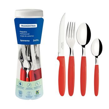 Faqueiro Ipanema em Inox Com 24 Peças Vermelho (23399/791) - Tramontina - Ritec Máquinas e Ferramentas