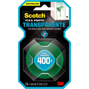 Fita Dupla Face Scoth Fixa Forte Transparente 12mm x 2m (HB004419873) - 3M - Ritec Máquinas e Ferramentas