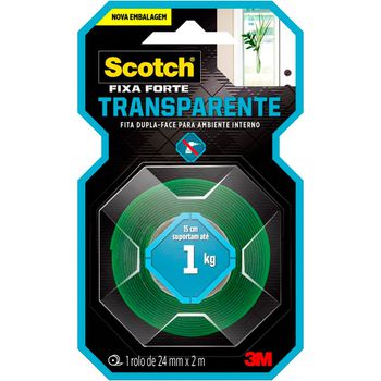 Fita Dupla Face Scoth Fixa Forte Transparente 24mm x 2m (HB004420194) - 3M - Ritec Máquinas e Ferramentas