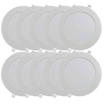 Kit Plafon LED Redondo de Embutir 18W - 6500K Com 10 Unidades (520,0008) - Noll LED - Ritec Máquinas e Ferramentas