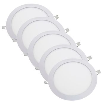 Kit Plafon LED Redondo de Embutir 24W - 6500K Com 5 Unidades (520,0029) - Noll LED - Ritec Máquinas e Ferramentas