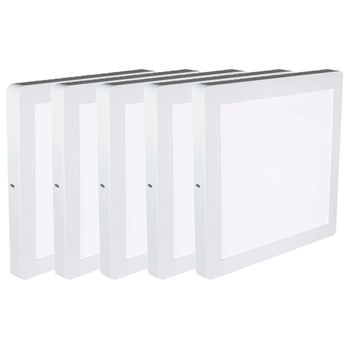 Kit Plafon LED Quadrado de Sobrepor 18W - 3000K Com 5 Unidades (520,0053) - Noll LED - Ritec Máquinas e Ferramentas